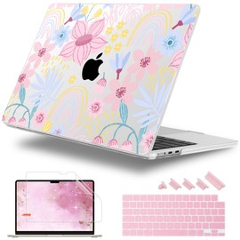 Lepeoac Case for MacBook Air 15 Inch 2025 2024 2023 Release M4 A3241 M3 A3114 M2 A2941, Hard Shell with Screen Protector & Keyboard Cover, Compatible with Touch ID, Florals