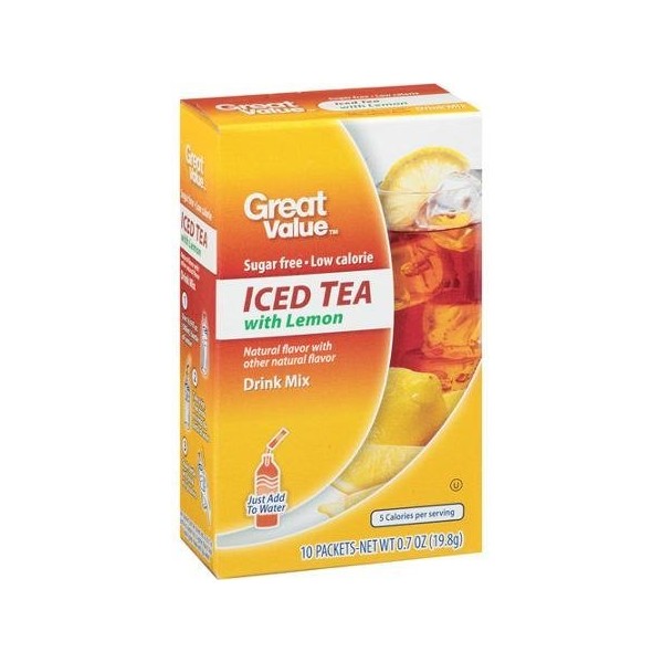 Great Value Iced Tea with Lemon Drink Mix, 10ct (Pack of 4)