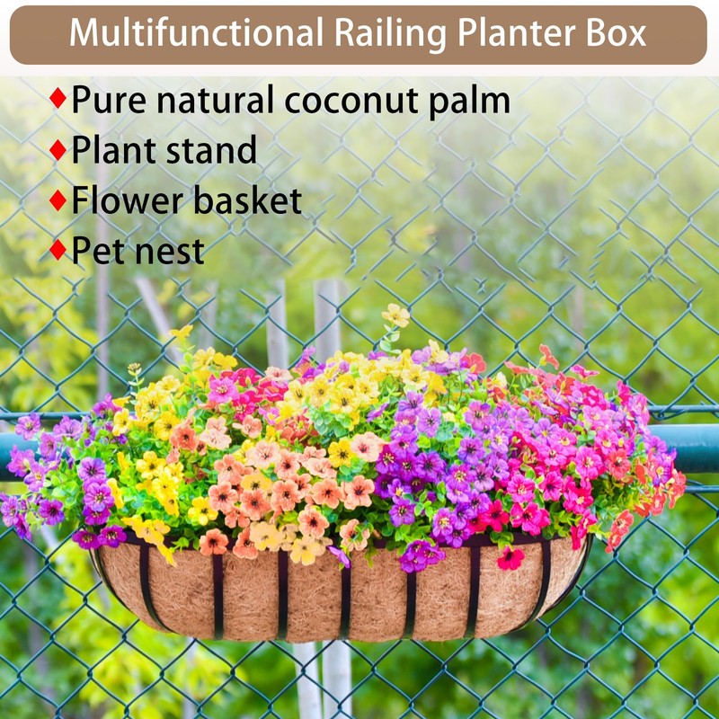 GYATSOCYG 24 Inch Window Baskets with Coconut Liner Outdoor Wall