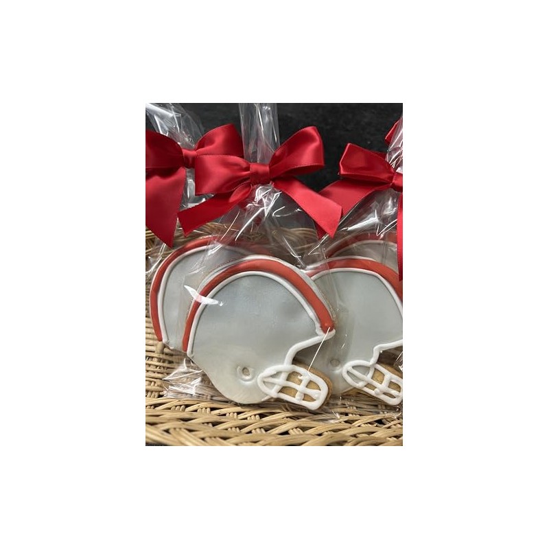 Football and Helmet Cookies Custom Colors- 6 Decorated Shortbread Cookies