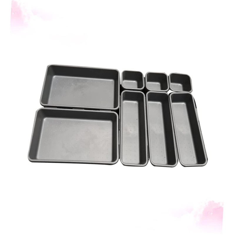 CHILDWEET 8pc Plastic Storage Boxes Lids Compartment Drawer Organizers Desk