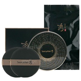 Su-ryeon Black Ginseng Cushion Foundation (main product + refill + 2 puffs) / 수려한 블랙 진생 쿠션 파운데이션 본품+리필+퍼프2개