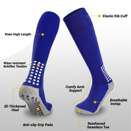 Ultrafun 4 Pairs Grip Soccer Socks Men Non Slip Compression Cushioned Soccer Football Socks (White)