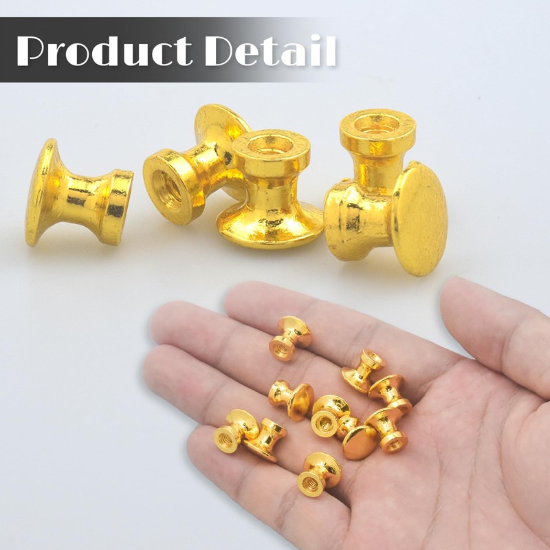 LOLOLE 25PCS Mini Cabinet Knobs, 1/2 Inch Brushed Gold Drawer