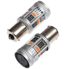 Takenous Truck Bastard S25 Single LED Turn Signal Canceller, Built-in Resistor, Non-Polarity, Vehicle Inspection Compatible, 24 V, High Fla Prevention, Quiet Design, Pack of 2 (Dark Amber, 150° Pin)