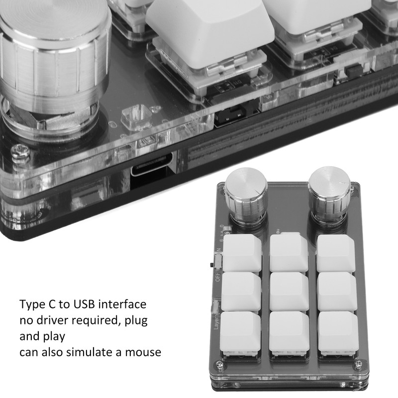 Wireless Programmable Shortcut Keyboard USB Bluetooth Dual Mode 9 Keys