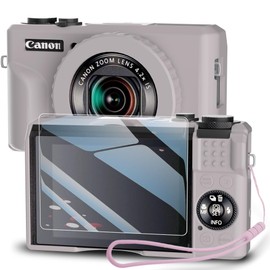 TUOOUT Silicone Case for Powershot G7X Mark II Digital Camera with with Removable Lens Cover and Screen Protector and a Lanyard for Powershot G7X Mark II Accessories -(Rose Grey)