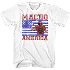 American Classics Macho Man Wrestler Macho America Adult T-Shirt - White, Medium
