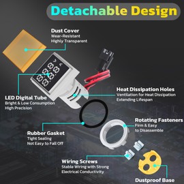 DROK AC Volt Amp Tester, 3pcs AC 60-500V 100A Voltage Current Monitor Digital LED Display Voltmeter 110v 220v Volt Detetor Green Red Yellow Signal Indicator Light Panel