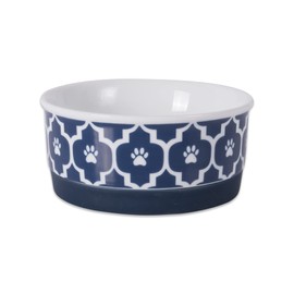 Bone Dry Lattice Collection Pet Bowl & Canister, Single Dish, Small 4.25x2", Nautical Blue