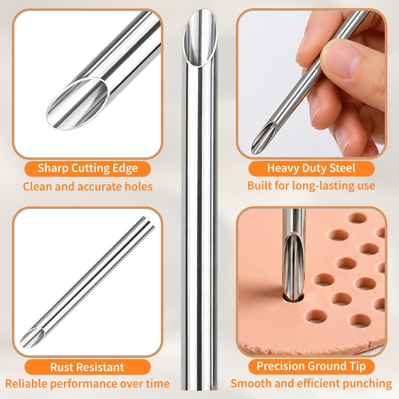 12Pcs Hole Puncher Clay Cutters - Stainless Steel Circular Hole