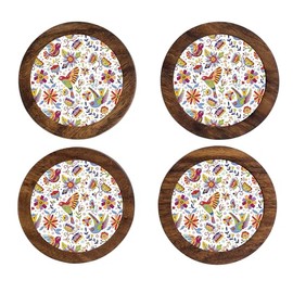 HASTA LA RAIZ | Juego de 4 Portavasos artesanales, Coasters Hechos a Mano. Modelo: Folklorico