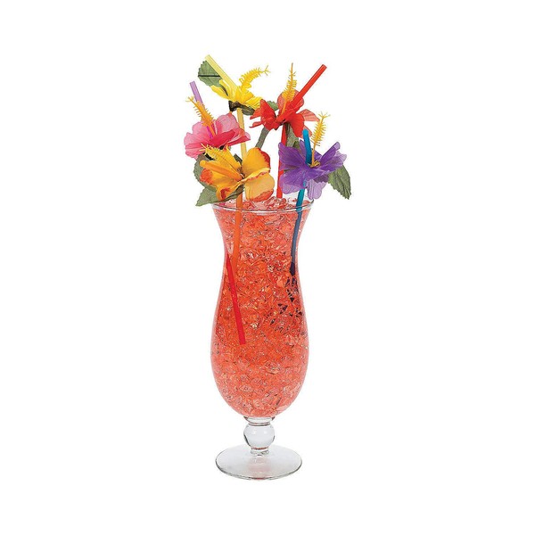 Fun Express - Hibiscus Flower Straws for Summer - Party Supplies - Drinkware - Straws - Summer - 12 Pieces
