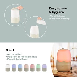 Babymoov Wave 3-in-1 Baby Humidifier, Easy Cleaning, Top Fill, XL Capacity for Large Bedroom and Nursery, Night Light & Essential Oil Diffuser (Baby Registry Essential)