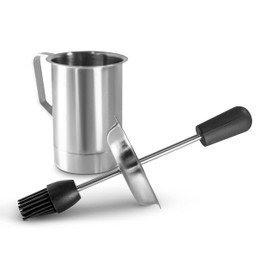Bellemain Basting Pot & Brush Set - Silicone Basting Brush for Cooking, Smoking & BBQ Grill - Meat Baster Set