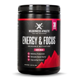 Wilderness Athlete - Energy & Focus | Energy Booster for Women & Men - Energy Drink Mix with Natural Caffeine - Low-Carb, Zero Sugar Energy Drink Powder - 30 Serving Energy Drink Tub (Cherry Limeade)