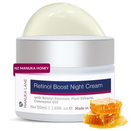 Manuka Lane Crema De Noche Retinol Boost Para Rostro Y Cuello Con Aceite De Almendras Dulces, Coq10, Extractos De Plantas Y Vitamina A  Fórmula A...  