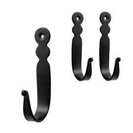 Living Ideas Wall Hook Hand Forged Metal J Hook Set of 3 Pcs for Bathroom Wrought Iron Handmade Wall Mounted Hook for Plant, Pots, Mug & Hats Farmhouse Decorative Heavy Duty Kitchen Towel Rack