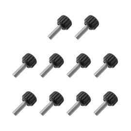 KINHARD Pack of 10 Knurled Screws M4 × 16 mm Screws with Rotary Knob, Round Head Handle Screws, Head Diameter 13 mm, Black Thumb Screws for Furniture and Instruments