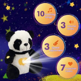 Cuteoy Plush Panda Star Projector Musical Adjustable Singing Stuffed Animals Kawaii Plushies Toy Gifts for Kids Birthday Easter Christmas,12''