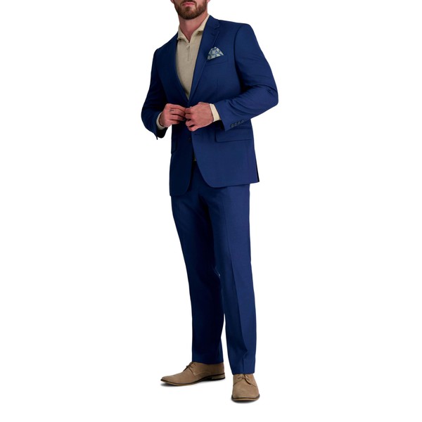 J.M. Haggar Men's Classic Fit Sharkskin Suit Seperates Jacket, Blue-Pant