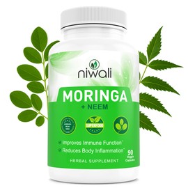 NIWALI Moringa Oleifera + Leaf Nutritional Supplement | Immune System Support and Energy Boost | 30 Day Supply | 90 Capsules