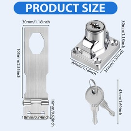 Flintronic Hasp Lockable, Safety Hasp with Screws & Lock, Drawer Cabinet Locks Padlock Hasp Lock Gate Latch Lock for Door Cupboards Windows (Silver, 4 Inches)