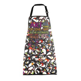 BNQL Art Apron with Pockets Painting Artist Gifts for Art Lover Art Heals Life Artist Apron for Art Teacher Student Painter