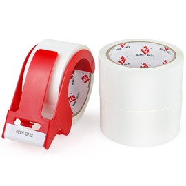 BOMEI PACK White Packing Tape,Moving Tape,1.88 Inch x 55 Yards,White Packing Tape Refills with Dispenser,Heavy Duty Shipping Storage Tape for Carton Sealing,Packaging and Moving (White)