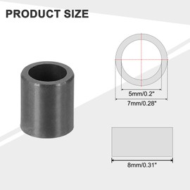 sourcing map 8Pcs Sleeve Bearing Plastic Bushings ID 5mm x OD 7mm x Length 8mm POM Wrapped Oilless Bushing, Black
