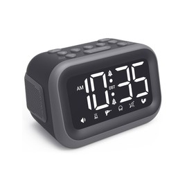 Acedeck Super Loud Alarm Clock: 115dB Dual Alarms and 6 Alarm Sounds for Heavy Sleepers - Adult Shift Workers in Bedroom or Daily Wake-Up Use - Gray