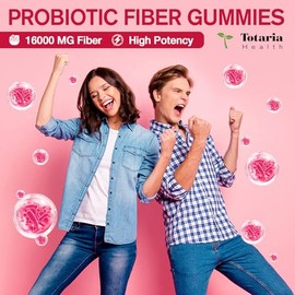 9-in-1 Probiotic Prebiotic Fiber Gummies for Adults & Teens 16G Fiber per Serving, Psyllium Husk Fiber Supplement with 5 Billion CFU Bacillus Coagulan