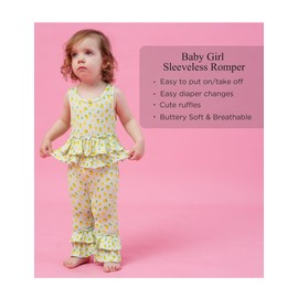 EASWEET Bamboo Viscose Sleeveless Baby Girl Romper Infant and Toddler Baby Bell Bottoms, Fluorescent Lemon, 18-24 Months