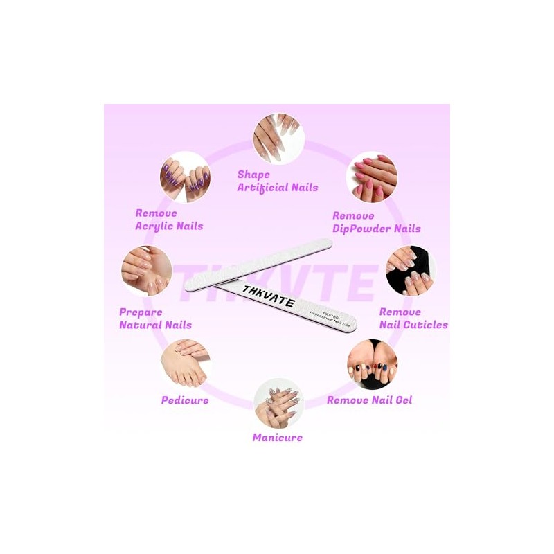 Lima de uñas, 20 unidades, profesional, reutilizable, grano 100/180, de