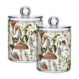 Zhirexin Mushrooms 2PC Airtight Transparent Plastic Storage Jar Food Storage Container Plastic for Food Herbs Tea etc with Storage Lid easy to use and clean With lid Easy To Use