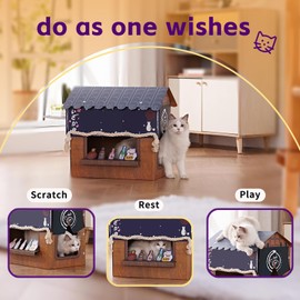 CAROCC Happy Paws Cat Tent for Indoor Cats, Kitty shelter for Cat Bed and Dog Bed Small, Large Sturdy Cat Furniture Condo Cave House, Easy to Assemble Pet