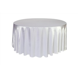 Your Chair Covers - 132 inch Round Satin Tablecloth White, Round Table Linens for 6 ft Round Banquet Tables