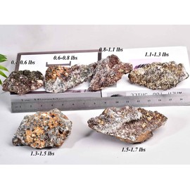 VIZYTOU Natural Chalcopyrite Rock Specimens Symbiosis Red Crystal Quartz Rough Mineral Stone Collection Crystal Gifts 1.1-1.5 Pound