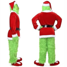 WPOYM Christmas Green Monster Costume Santa Furry Costume (Adult-XXL/XXXL)