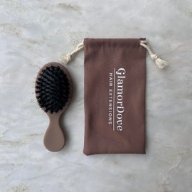 GlamorDove Boar Bristle Hair Brush Matte Finish Brush for Hair Extensions Mini Travel Hairbrush Comb Paddle Detanging Nylon Teeth Cushion Brush for Hair Styling Smoothing Detangling