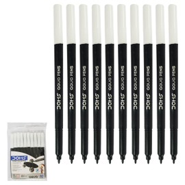 Doms Aqua Felt Tip Pens, BLACK, Pack of 10, Fibre Felt Tip Water Colour Pens, Write Draw Sketch Mark, Perfect for School Office Home Everyday Use