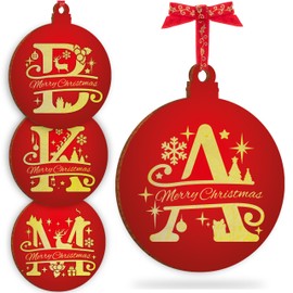 Initial Ornament for Christmas Tree Decorations - 12x10cm - Xmas Wooden Hanging Green Baubles, Christma Family Tree Gifts C3 (Initial #A)
