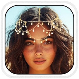 Aukmla Sequin Head Chain Gold Headpiece Hair Chains Festival Costume Headband Hair Accessories for Women