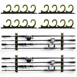 Fishing Rod Rack for Garage/Vehicle, Horizontal or Ceiling Wall Mounted Rubber Coated Fishing Pole Holders for 8/16 Rods or Combos