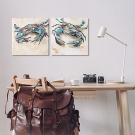Stupell Industries Blue Crabs on Sand 2 Piece Canvas Wall Art Set by Melissa Wang