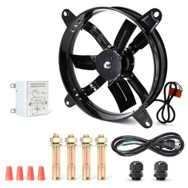 Aibabcue Gable Attic Fan with Thermostat, 16 inch Power Ventilation Fans for Attic Shed Garage Greenhouse Gable Mount Attic Vent Exhaust Fan 1480 RPM,2045 CFM