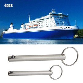EMSea 4Pcs Quick Release Pins with Spring Loaded Ball End Circle Ring Carbon Steel Nickel Plated Bimini Top Pin - 6x60mm & 8x78mm