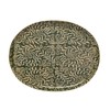Creative Co-Op Stoneware Platter with Wax Relief Botanicals, Green
