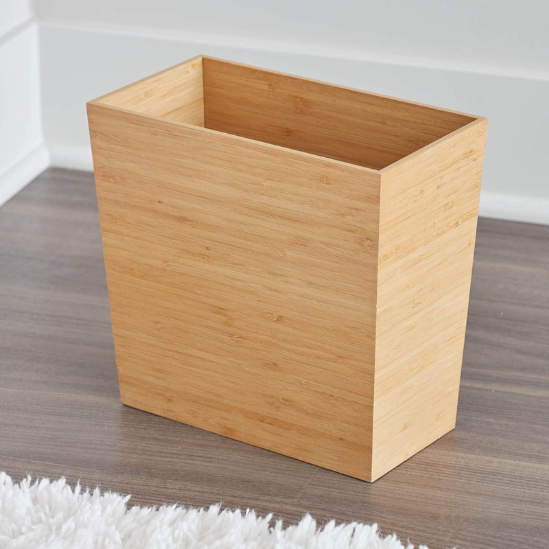 iDesign Rectangular Bamboo Waste Basket, The Formbu Collection – 10.5"