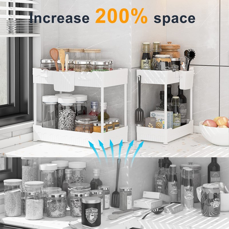 Sevenblue 2 Pack Under Sink Organizer, Under Bathroom Cabinet Organizer